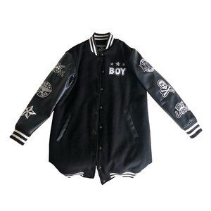 BOY London Long Wool/Leather Varsity Jacket